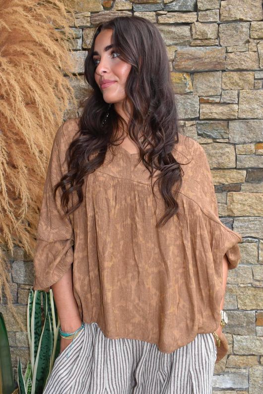 Kiti Paisley Damask Artist Smock Walnut